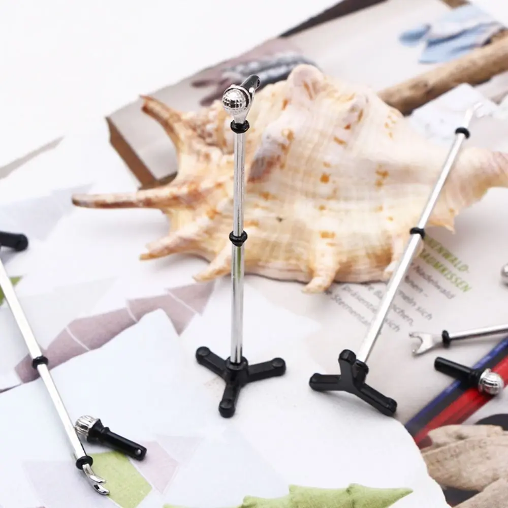 Micro Landscape Microphone Stand Pretend Play Alloy Mini Microphone Model Furniture Assembled 1:12 Dollhouse Accessories