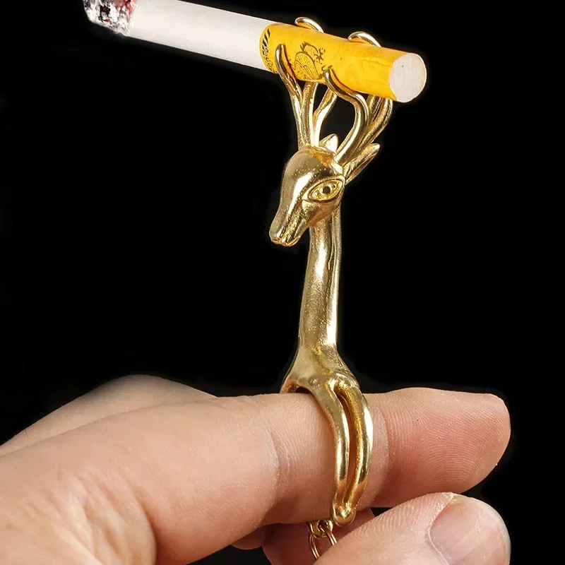 Retro Brass Cigarette Finger Clip Cigarette Holder Ring Rack Opening Adjustable Cigarettes Clip Rack Holder Ring Smoking Gifts