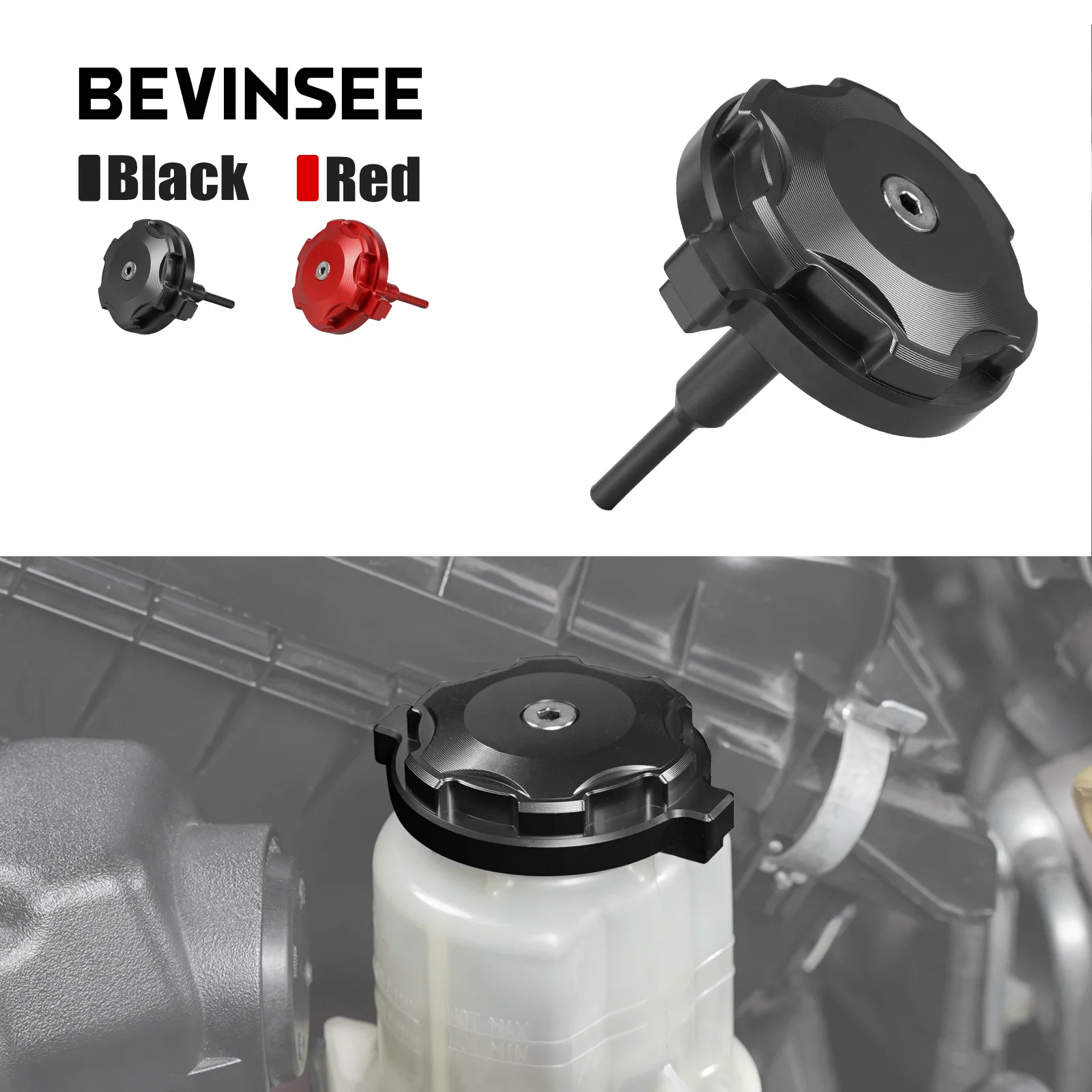

BEVINSEE Power Steering Fluid Reservoir Cap Lid for Toyota Tacoma Camry 4Runner FJ Cruiser Matrix Sienna Replaces 44305-06050