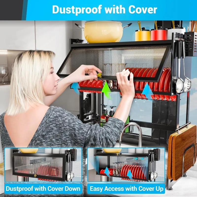 Dish Drying Rack, 25.6 inch, Over The Sink Dish Drying Rack Small for Kitchen Counter Multiple Dishes Flatware&Utensil Organizer