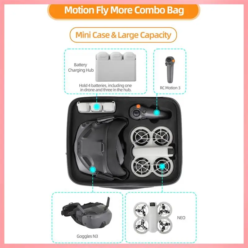 N91R-For DJI NEO Storage Bag Goggles N3 Carrying Case Drone Shockproof Case Waterproof Protector For DJI Neo Accessories