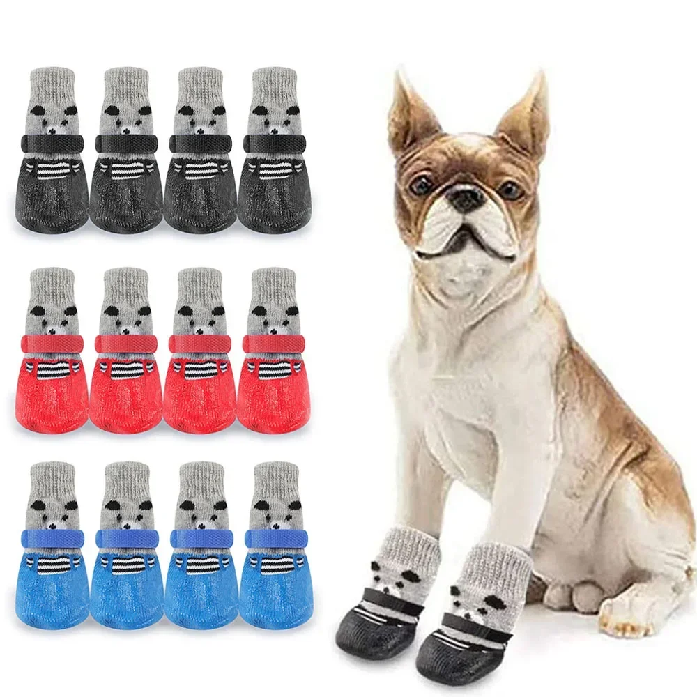 Dog Socks Waterproof Shoes Breathable Socks for Dogs Cats Socks Non-Slip Soles Adjustable Small Dog Paw for Indoor Outdoor