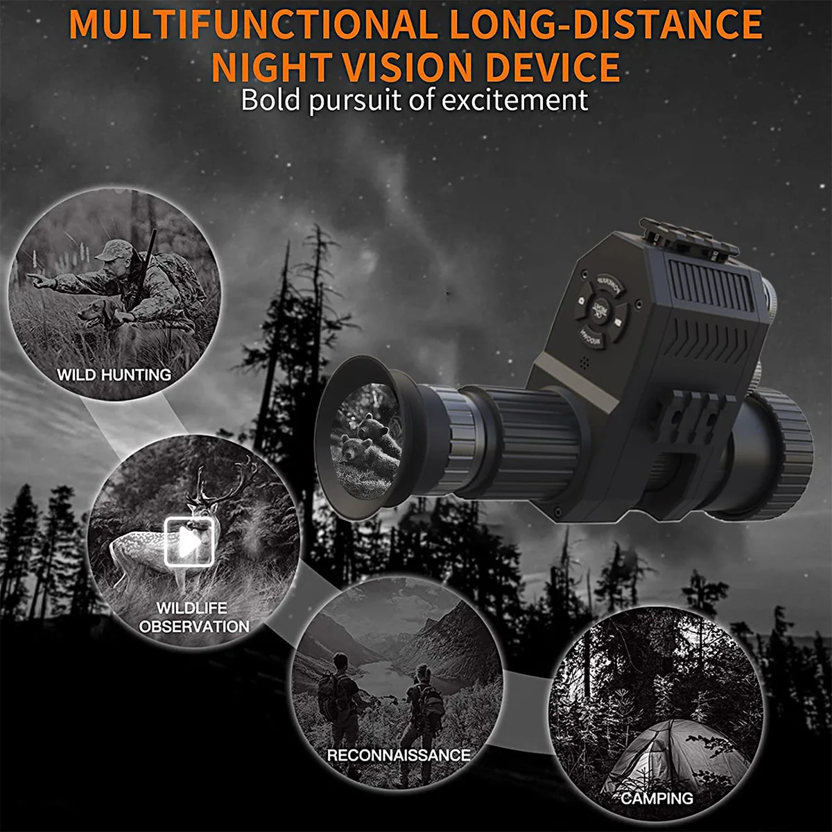 Night Vision Optics Scope for Rifle Hunting Tactical Integrated Design Night Sight Telescope With HD720P Camera &1.3inch Screen