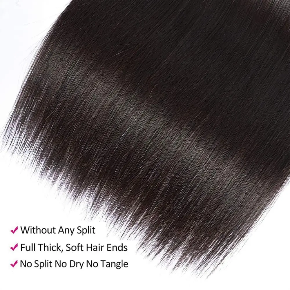 Fasci di tessuto per capelli umani lisci da 32 pollici 16 Un colore naturale brasiliano Estensione dei capelli umani grezzi al 100% 3/4/5 pezzi Trama di fasci