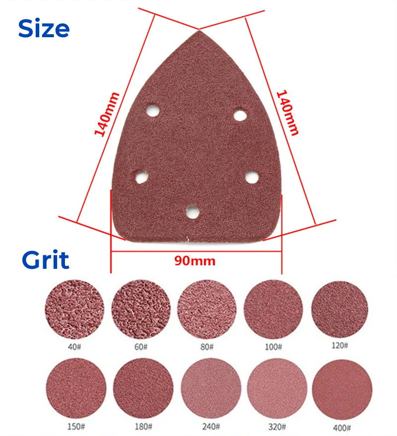 40~400 Grit Mouse Detail Sander Sandpaper Replacement Pad For 140mm Mouse Sander Sanding Sheets Assorted