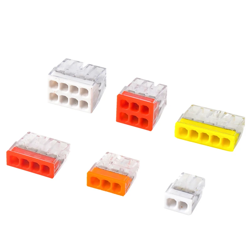 JINH 100Pcs Mini Quick Push Connectors Set 2-8 Ports Transparent Electrical Splicing Terminals Easy Install Block for - view 6