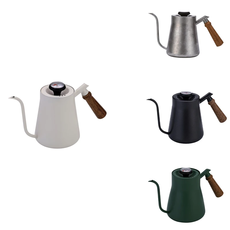 BAAY Handgießkessel mit Holzgriff, Handgießkessel, Wasserkocher mit schmalem Mund, Tropfkaffee, Handgießkessel