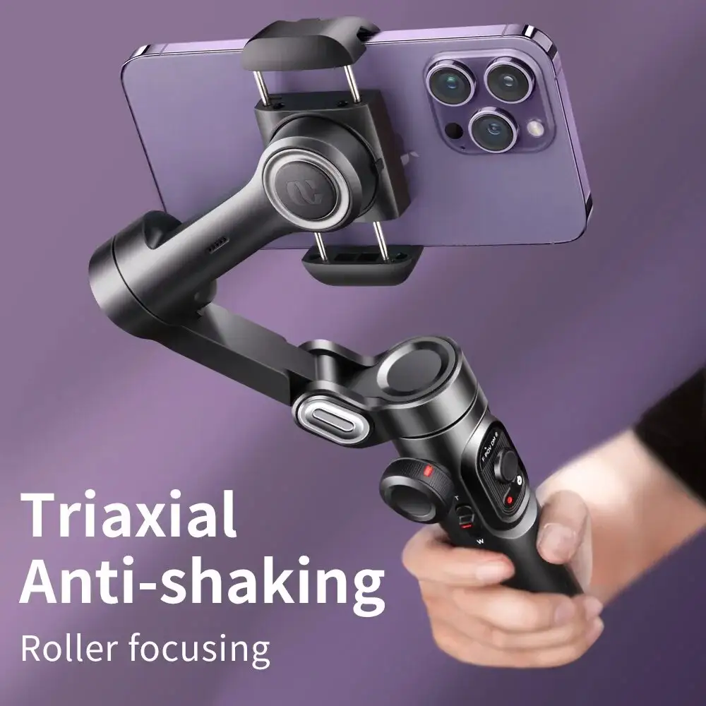 AOCHUAN Estabilizador gimbal portátil de 3 eixos SmartXE para smartphone para iPhone Android AI Rastreamento facial TikTok Vlog