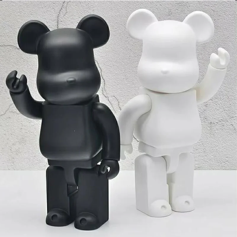 High quality 400% Bear 28cm White Black Bear Model Fashion ornament 3D Model DIY Paint Dolls Kids Toys Children Birthday Gifts