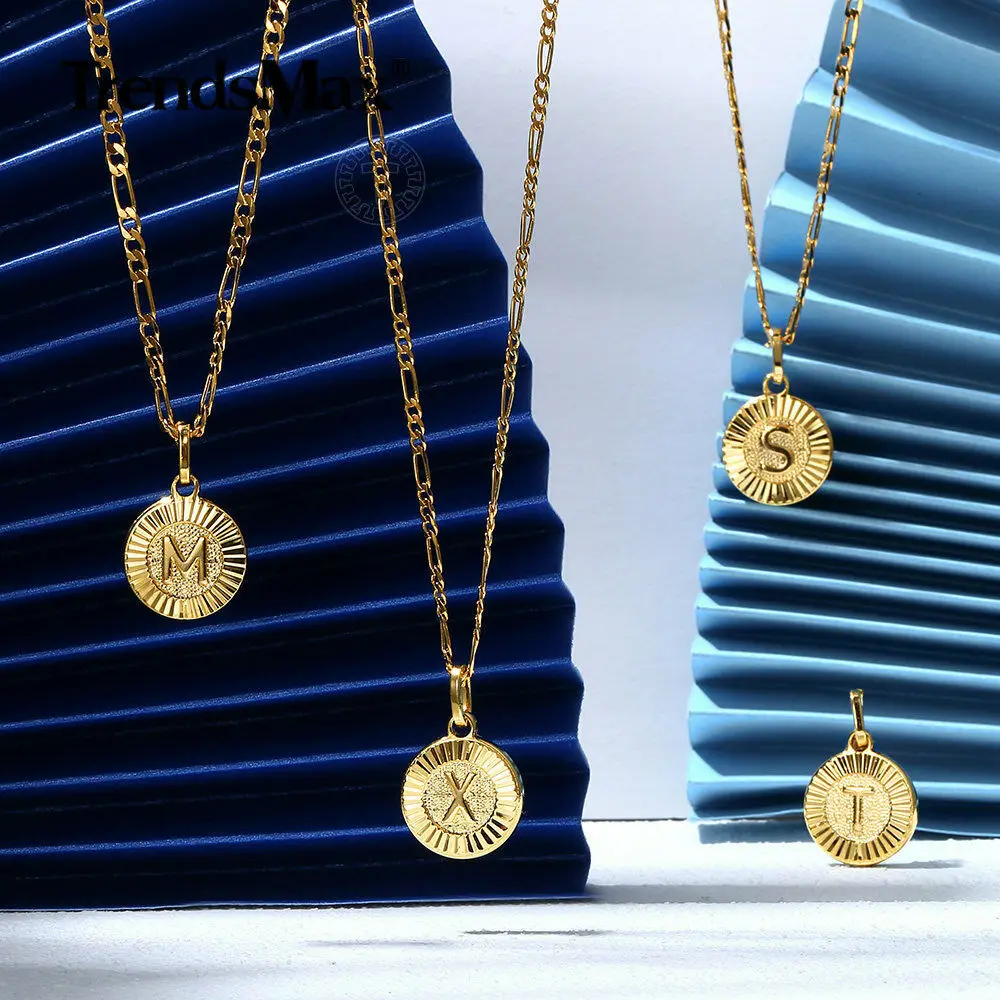 Unique Initial Letter A to Z Pendant Choker Necklace Stainless Steel Figaro Rolo Box Curb Chains Women Men Jewelry 18inch