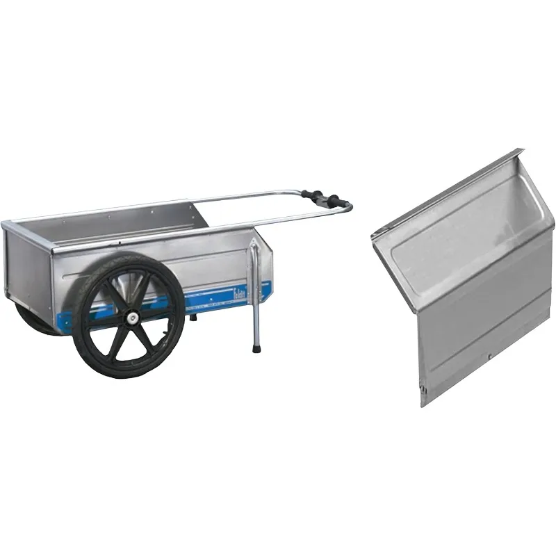 

Foldit Portable Aluminum Folding Cart Multipurpose for Groceries, Yard and Construction work, Blue Stripe with Rear Gate