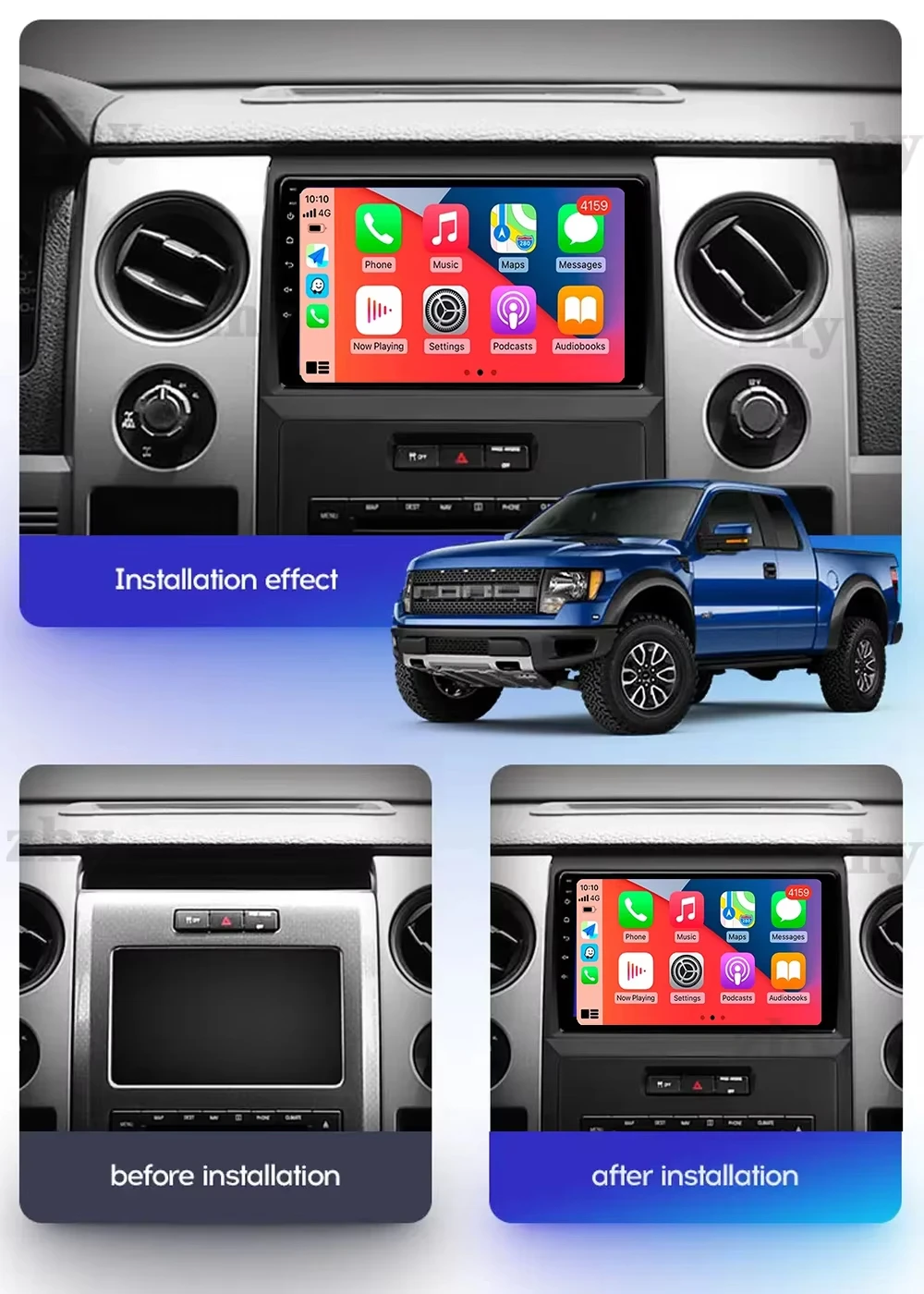 

Автомагнитола Android 15 с GPS-навигацией 4+64 ГБ для Ford F150 2009-2014, поддержка беспроводного Carplay и Android Auto, 9-дюймовый сенсорный экран