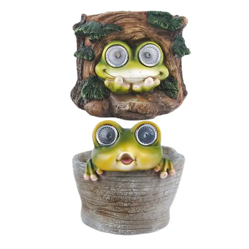 

Solar Frog Resin Tree Hole Frog Plant Pot 2 In 1 Mini Solar-Powered Night Light For Garden Lawn Courtyard Yard Decorations