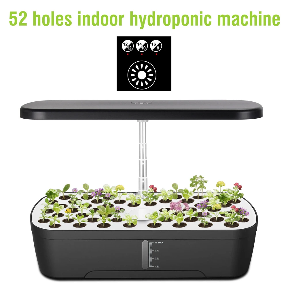 Newest 52 Plant Pots Hydroponics Growing System With Full Spectrum Led Red Blue White Sunlight Smart Planting Indoor Garden