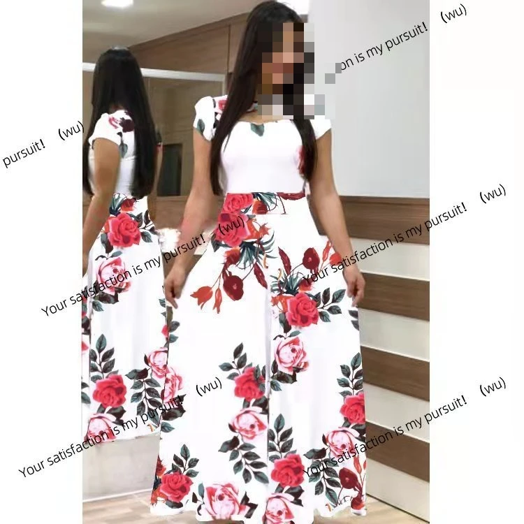 Gaun cetak digital gaya fashion seksi, gaya fashion Eropa dan Amerika, gaun swing.