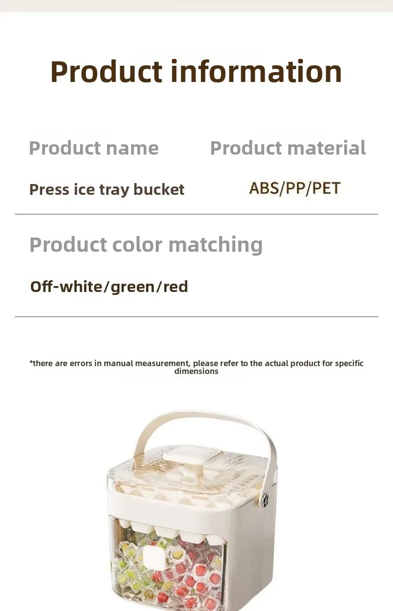 Máquina de prensado de cubitos de hielo, película de cubitos de hielo congelados con fácil desmoldamiento, cubo de hielo de prensa, rejilla 48 con mango para refrigerador