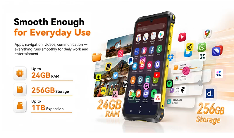Rugged Smartphone Android 16 Cubot KingKong ES 5, Up to 24GB RAM(12+12GB), 256GB ROM, 6.88" 120Hz Screen, 7000mAh Mega Battery