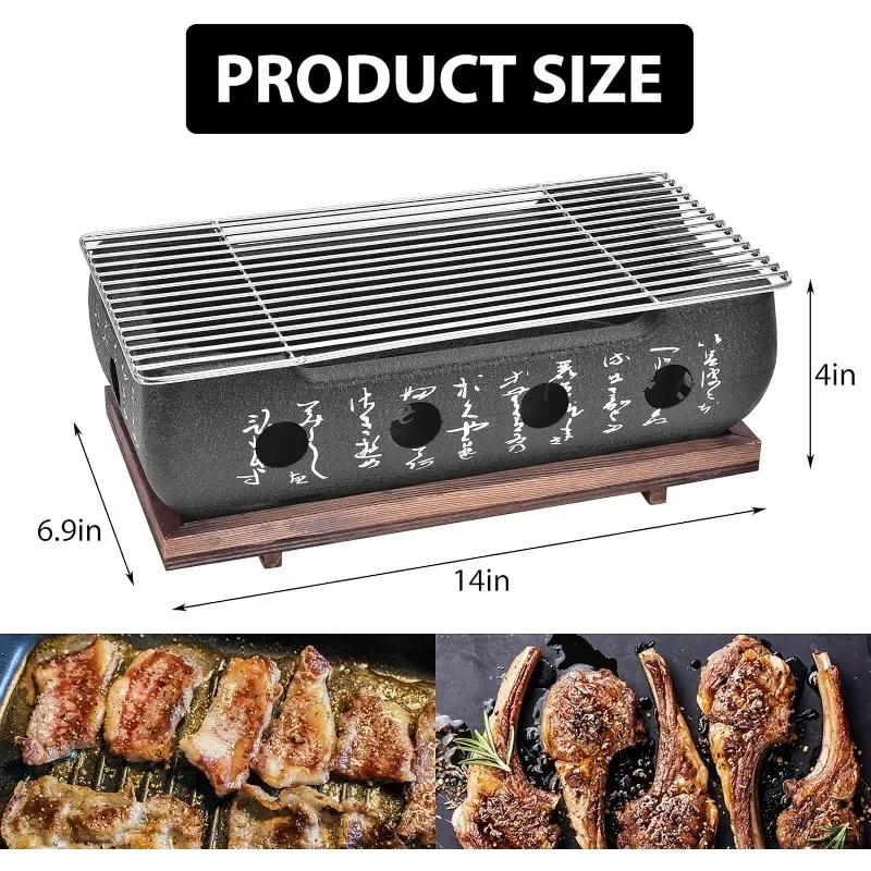 HAOYUNMA-Grille de barbecue portable de style japonais, poêle à charbon en alliage avec grillage métallique, vous en valez la peine