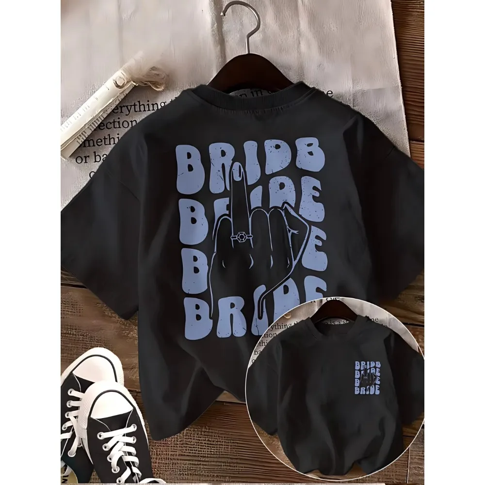 Gothic Bride Graphic T-Shirt Male Aesthetic Middle Finger Print Tee Summer Fashion Casual Short Sleeve Harajuku Streetwear Tops