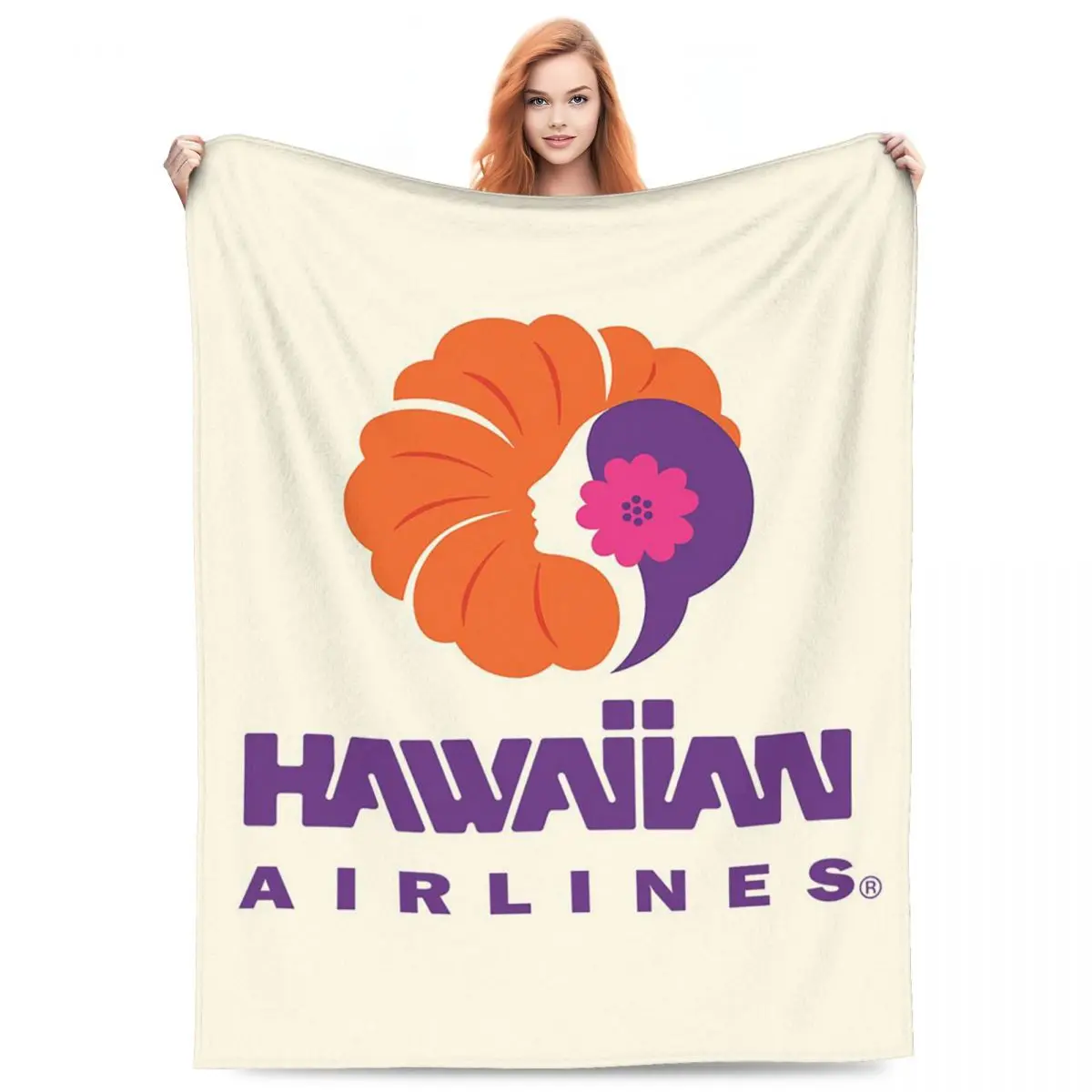 Hawaiian Airlines Herc Travel Blanket Fleece Sofa Throw Blanket Portable for Home Bedroom Outdoor Throws Bedspread Quilt