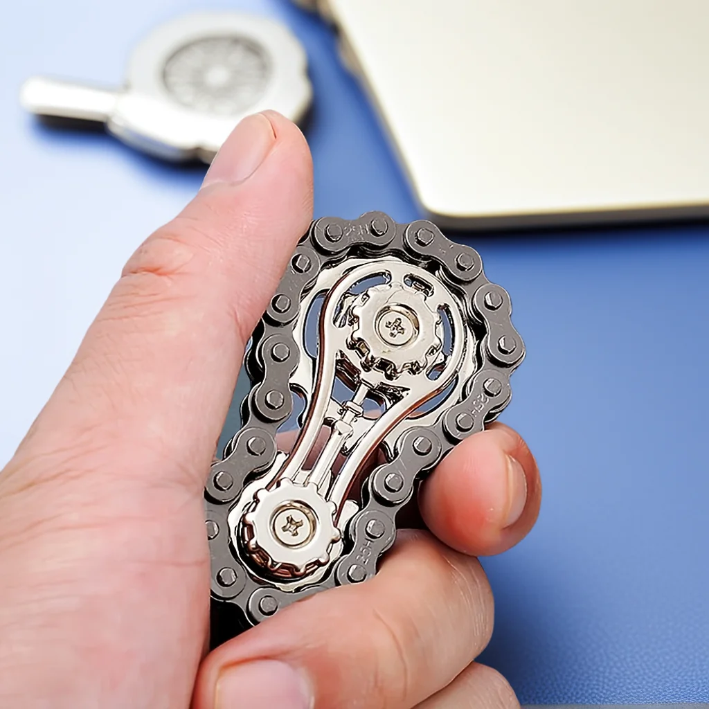 سلسلة دراجات إصبع سبينر، لعبة تململ من الفولاذ المقاوم للصدأ بتصميم صامت باستخدام الحاسب الآلي للبالغين، أداة تخفيف التوتر والمكتب والتركيز، #4