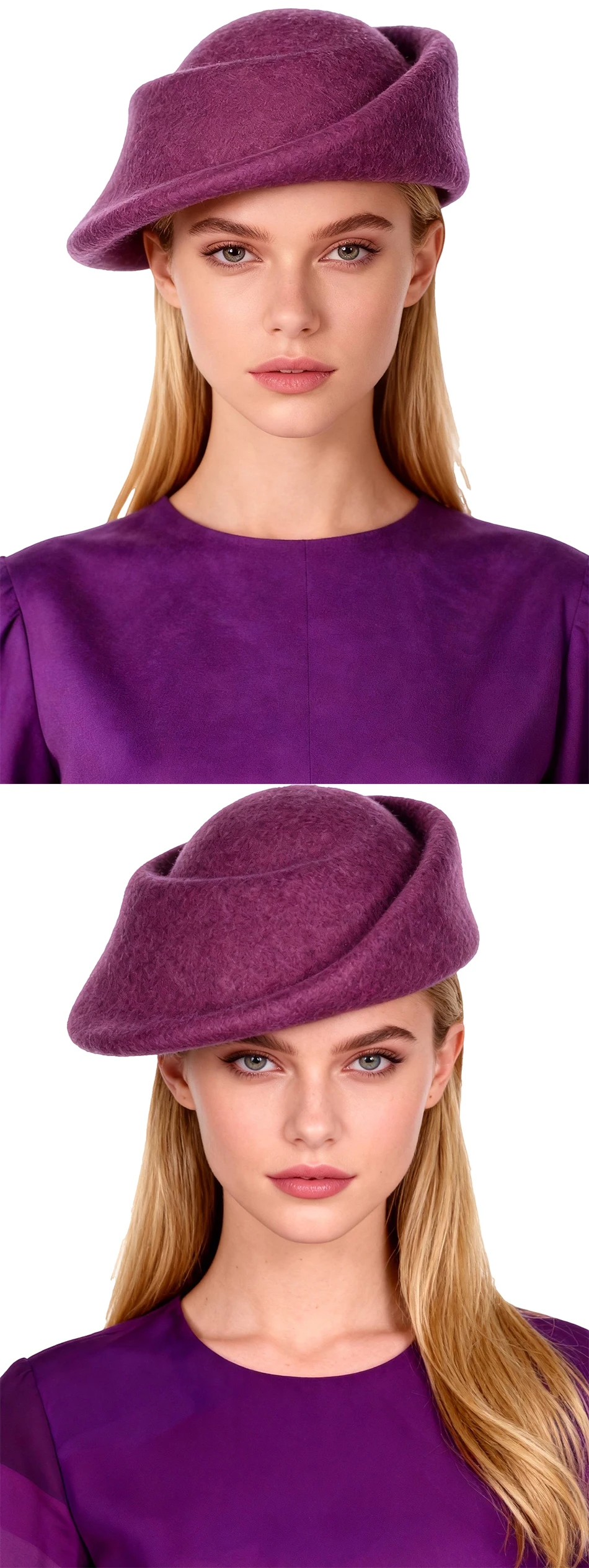 FS Luxusmarke, weiße und lila Wollhüte für Frauen, elegante Hüte für Teepartys, Pillbox-Hüte, Winter-Beret, französische Mütze, Sombreros Mujer. – Detail 5