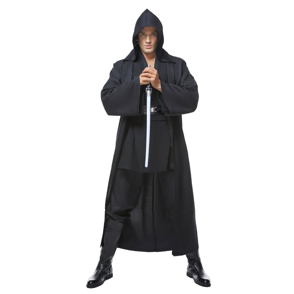 Adult Men Jedi Cloak Cosplay brown Walker Costume TUNIC Black Fantasy Uniform Outfit Robe Halloween Carnival Party Suit