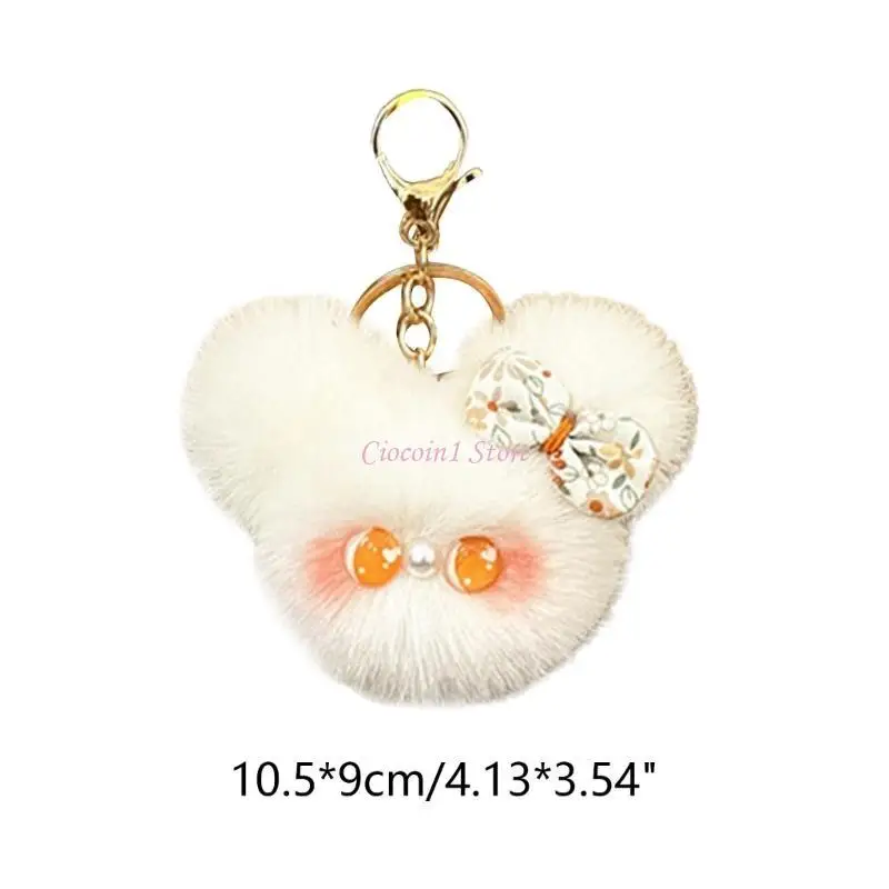 Y1UB Hairball pluche hangers rugzak ornament kleding accessoire pluche sleutelhanging vrouwelijke portemonnee