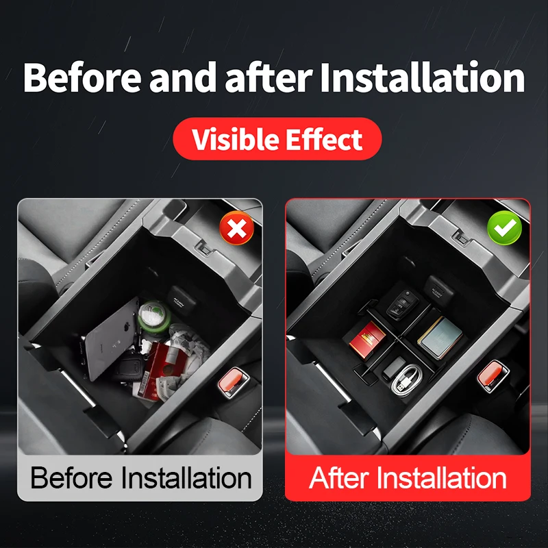 For 2026 Toyota Hilux Armrest Storage Box Divider Tray Interior Console Organizer Insert Styling Modification Accessories
