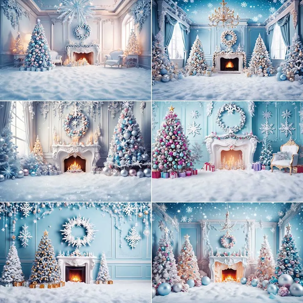 

MOON.QG Girls Fairy Christmas Party Photography Background 2025 New Year Photocall Backdrop Tree Fireplace Studio Shooting Props