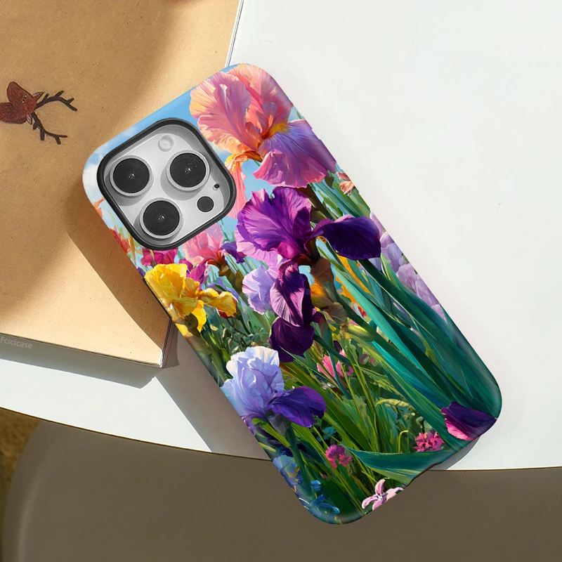 Fcicicase الصلب PC ماتي جراب هاتف آيفون 17 الهواء 16 15 14 13 12 برو ماكس زائد الأزهار ل Magsafe المغناطيسي للصدمات غطاء #6