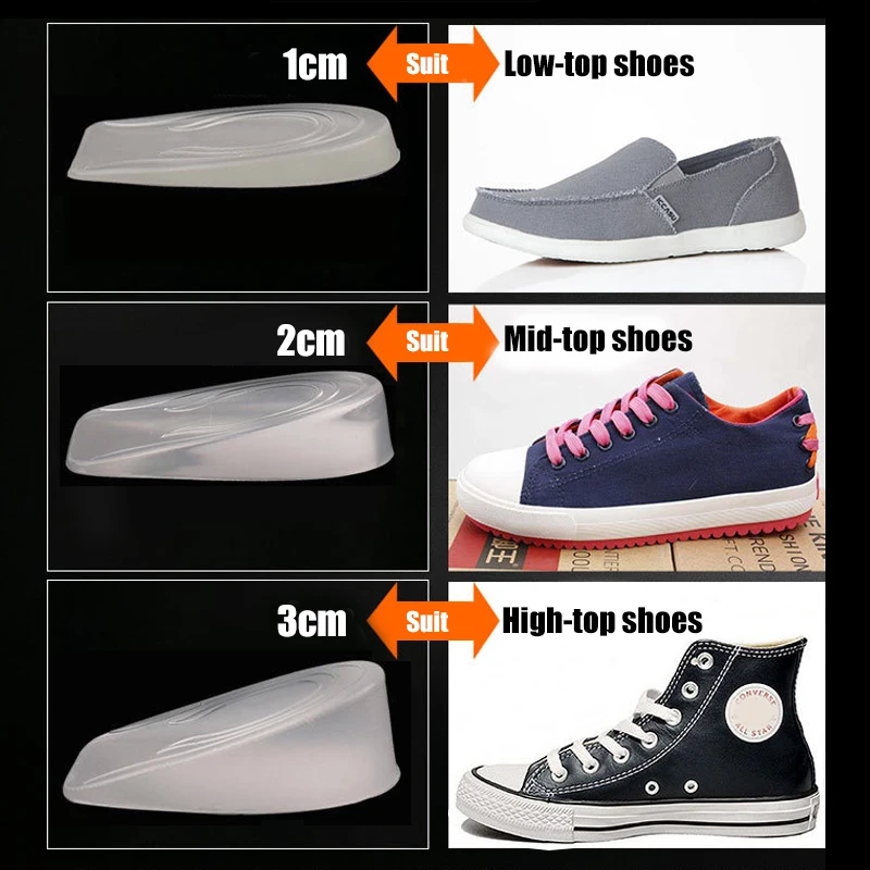 1 paio di inserti per il sollevamento del tallone della sottopiede in silicone per aumento dell'altezza cuscinetti per scarpe cura del piede cuscinetti per tallone per scarpe da uomo altezza tallone tazze buone