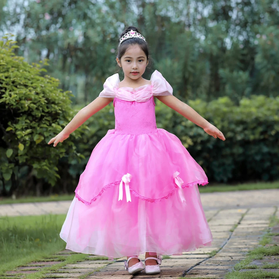 Girls Sleeping Beauty Cosplay Aurora Dress Princess Kids Halloween Carnival Birthday Costume Birthday Party Ball Gowns 2-10Years