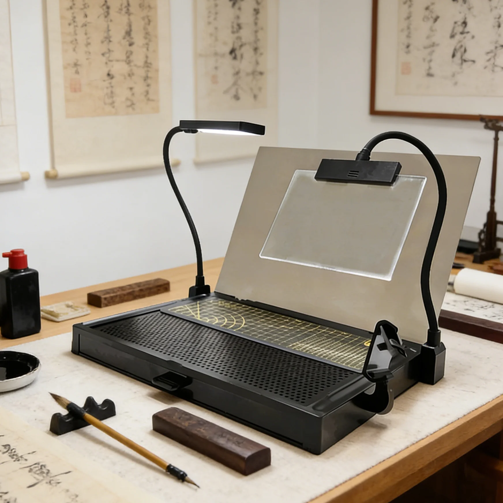 

Desktop Model Workbench Compact LED-Lit Workstation for Model Assembly, Cutting & Grinding, Ideal for Hobby & DIY Craft Projects