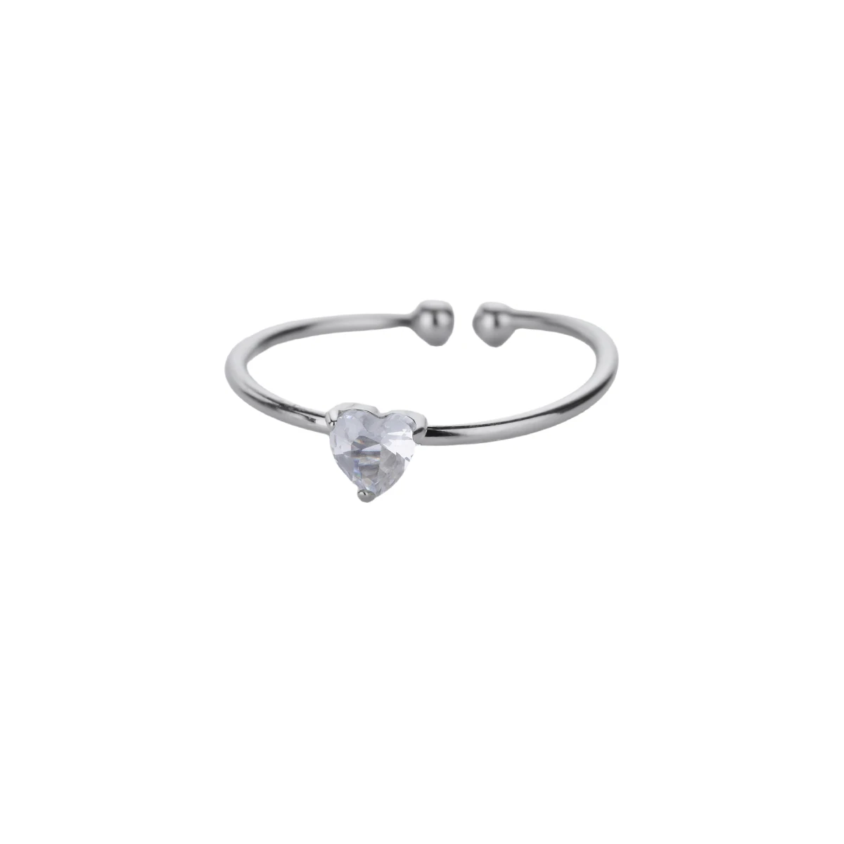 Women's Stainless Steel Heart Ring with Tiny Zircon, Gift Idea