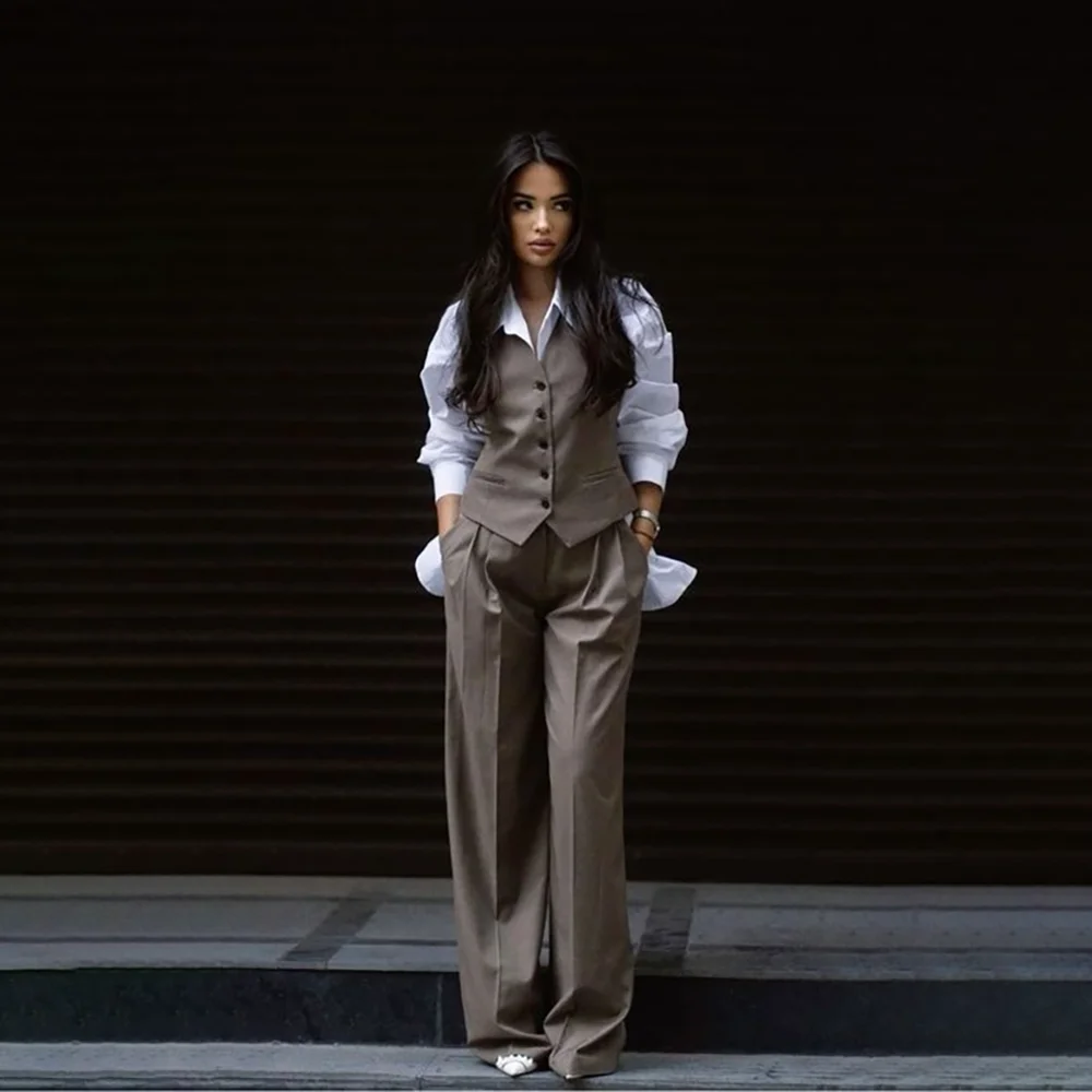 

Роскошный женский костюм из двух предметов, жилет и брюки, умный повседневный стильный офисный шикарный наряд, Conjunto De Dos Piezas Para Mujer Elegante