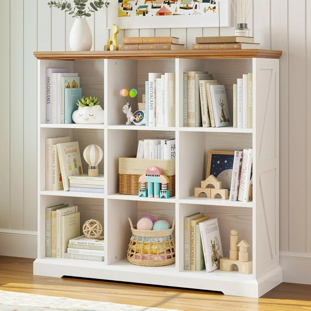 

Wooden 9 Cube Storage Organizer, Cube Shelf Organizer with Storage, Farmhouse Short Bookshelf, Customized