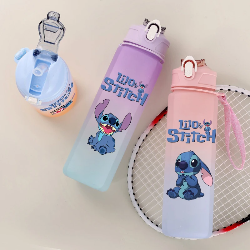 Disney Lilo Stitch Water Bottle Anime Cartoon 750Ml Large Capacity Drinking Cup Portable Outdoor Sports Water Cup Children Gift image 2