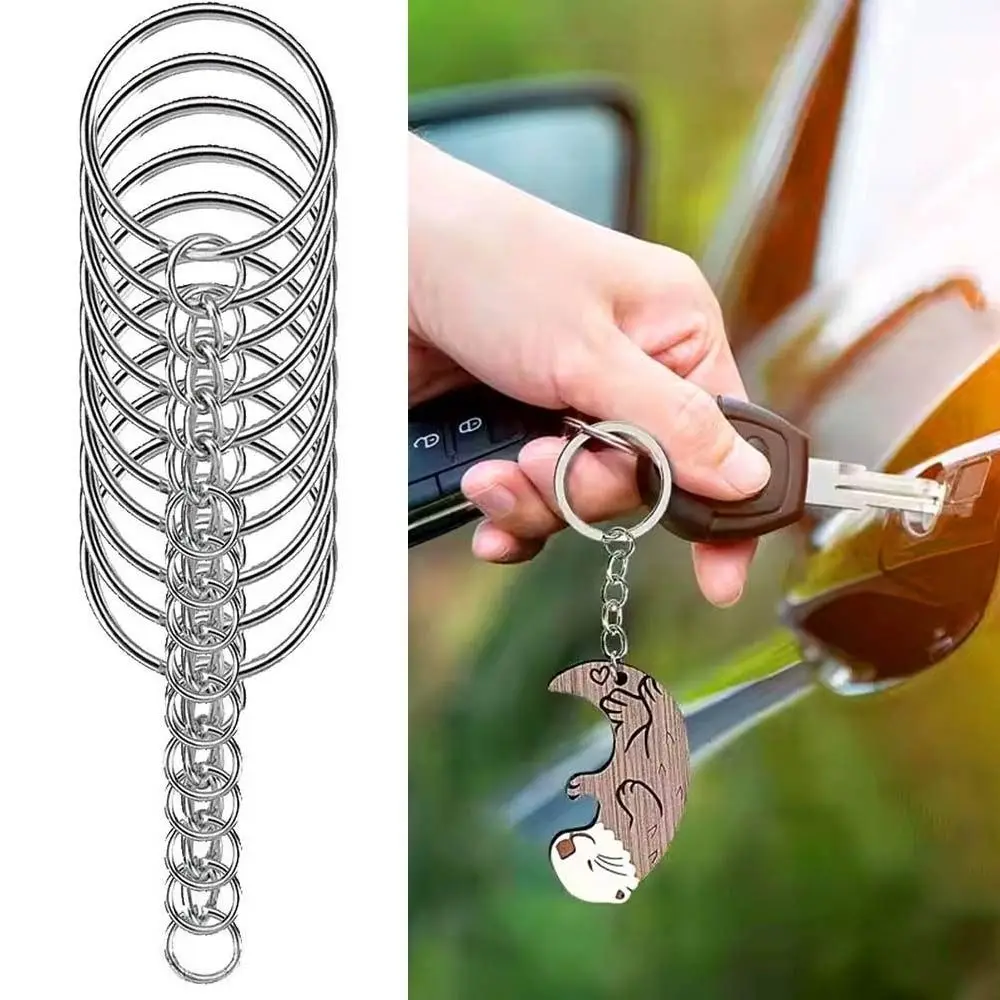 50/100PCS Stainless Steel Key Rings Key Pendant Chains Metal Keychain Blank Keyring DIY Accessories Split Rings Key Organization