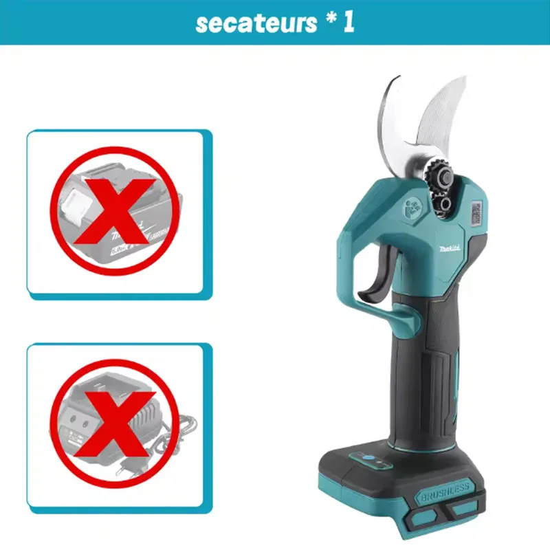 Makita 18V snoeischaar op accu voor het snoeien van takken en bladeren van fruitbomen in de tuin, oplaadbare takkenknipper