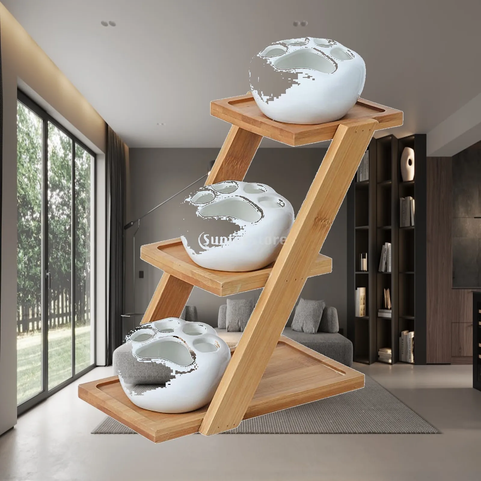 Plant Pot Adornment Tray Wood Shelf Design Saucers Shaped Small Container Decoration Planter Plant for home and