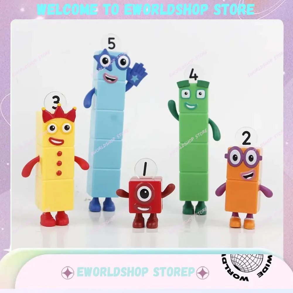 1-5 Numberblocks Action Figure PVC Numero Block Figurine Collezione di statue Modello Decorazione da scrivania Decorazione torta di compleanno Giocattoli Regali