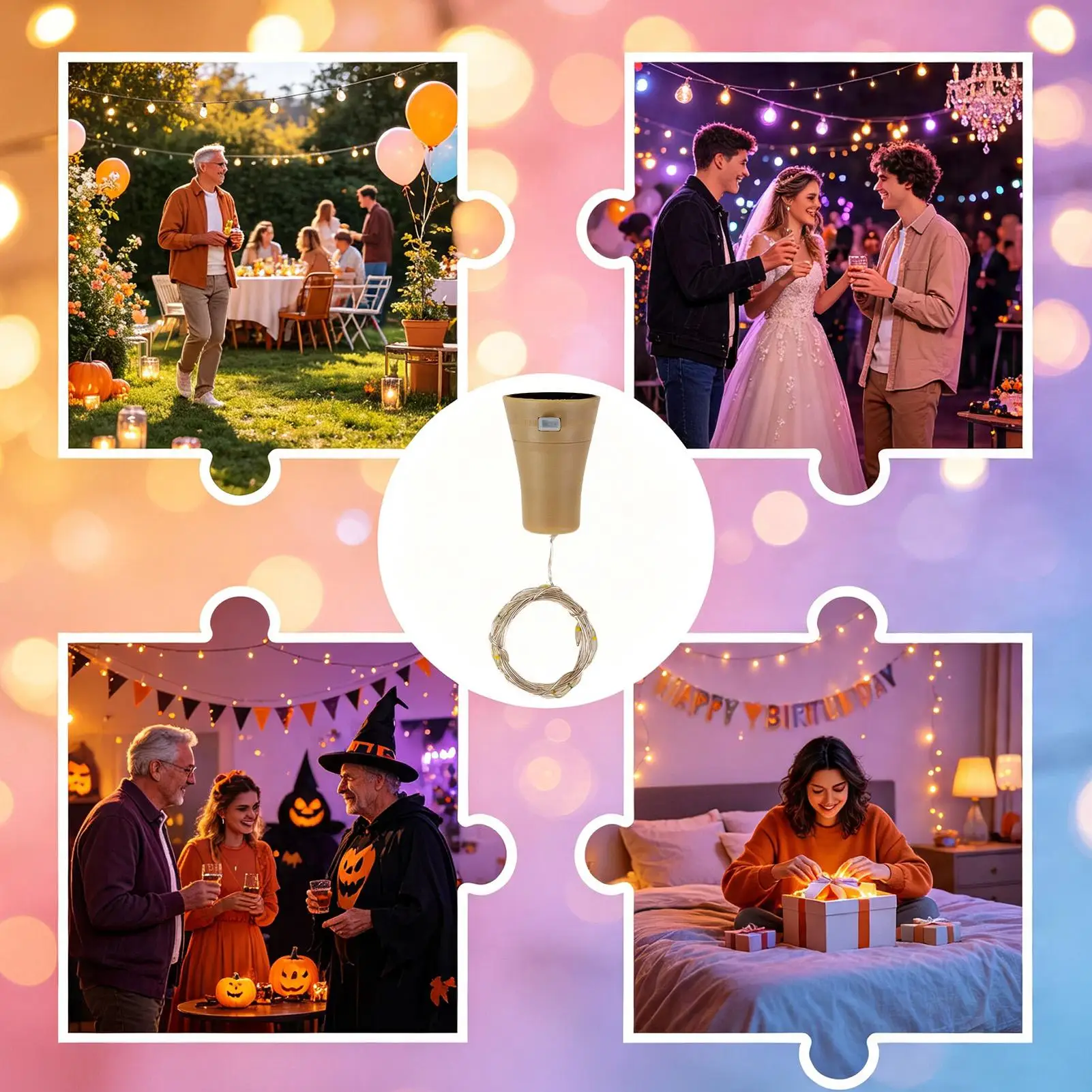Cork Lights For Wine Bottles 6 Pieces Waterproof DIY Decoration Fairy Cork String Lights For Dining Table Garden Path Home