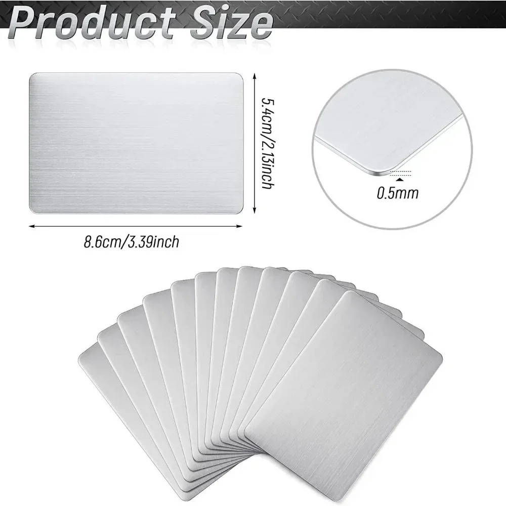 

10Pcs Stainless Steel Metal Business Card Size 85*54mm Blank Laser Engraving Cards Special Logo Printing Matte Brushed Finishing