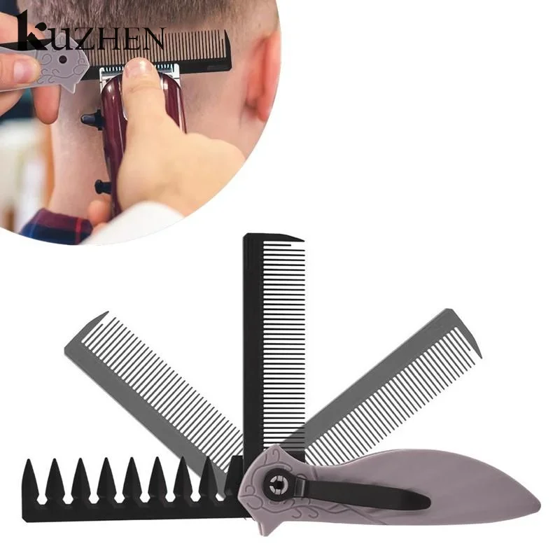 

Многофункциональные портативные пластиковые складные карманные расчески для парикмахеров, мужские расчески для бороды с масляной головкой, расчески для укладки волос с широкими зубьями