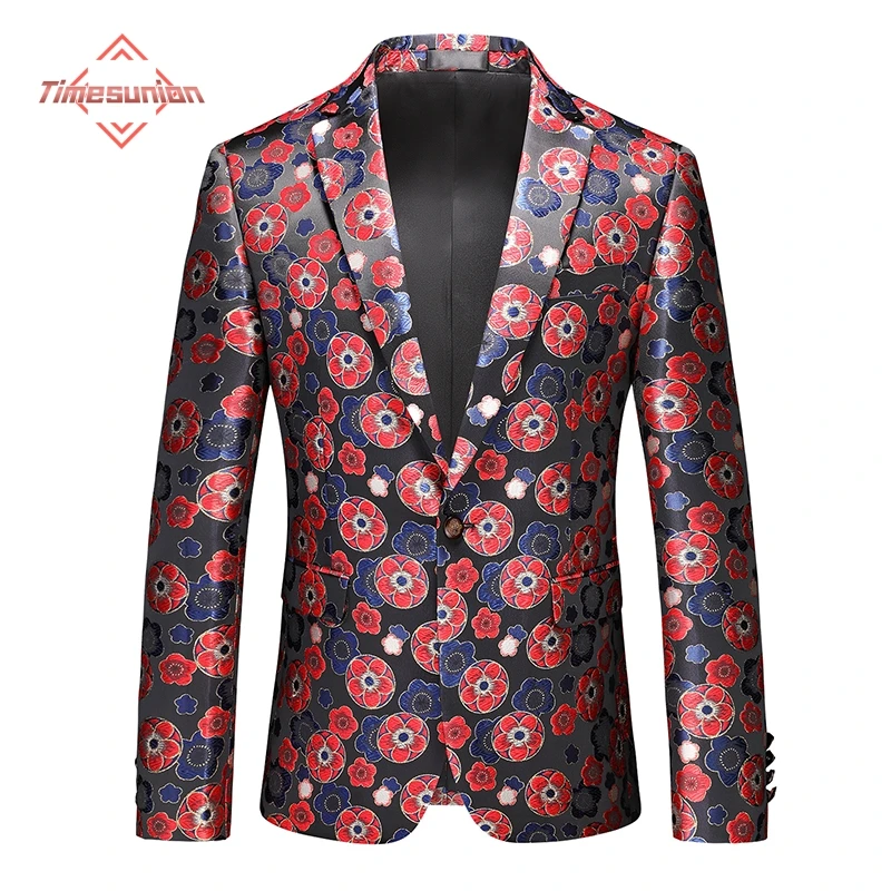 

Мужской блейзер с цветочным узором, приталенный крой, костюмы для мужчин, деловой формальный блейзер, мужские свадебные костюмы, пиджаки
