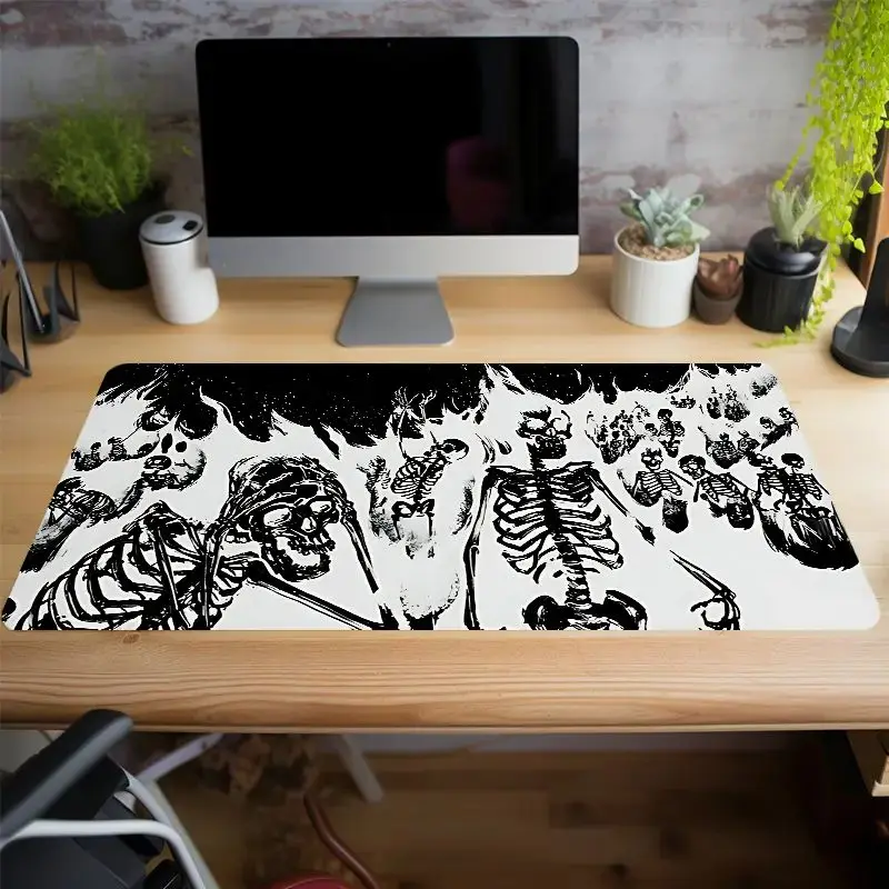 Imagem -03 - Mouse Pad de Crânio de Horror Design Preto e Branco Material de Borracha Fundo Antiderrapante Adequado para Jogos ou Uso de Escritório