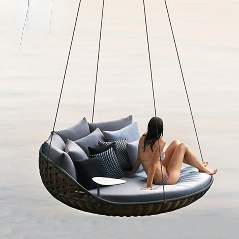 Outdoor hanging chair home stay facility the cane makes up a hammock swing double cane hanging basket lying bed