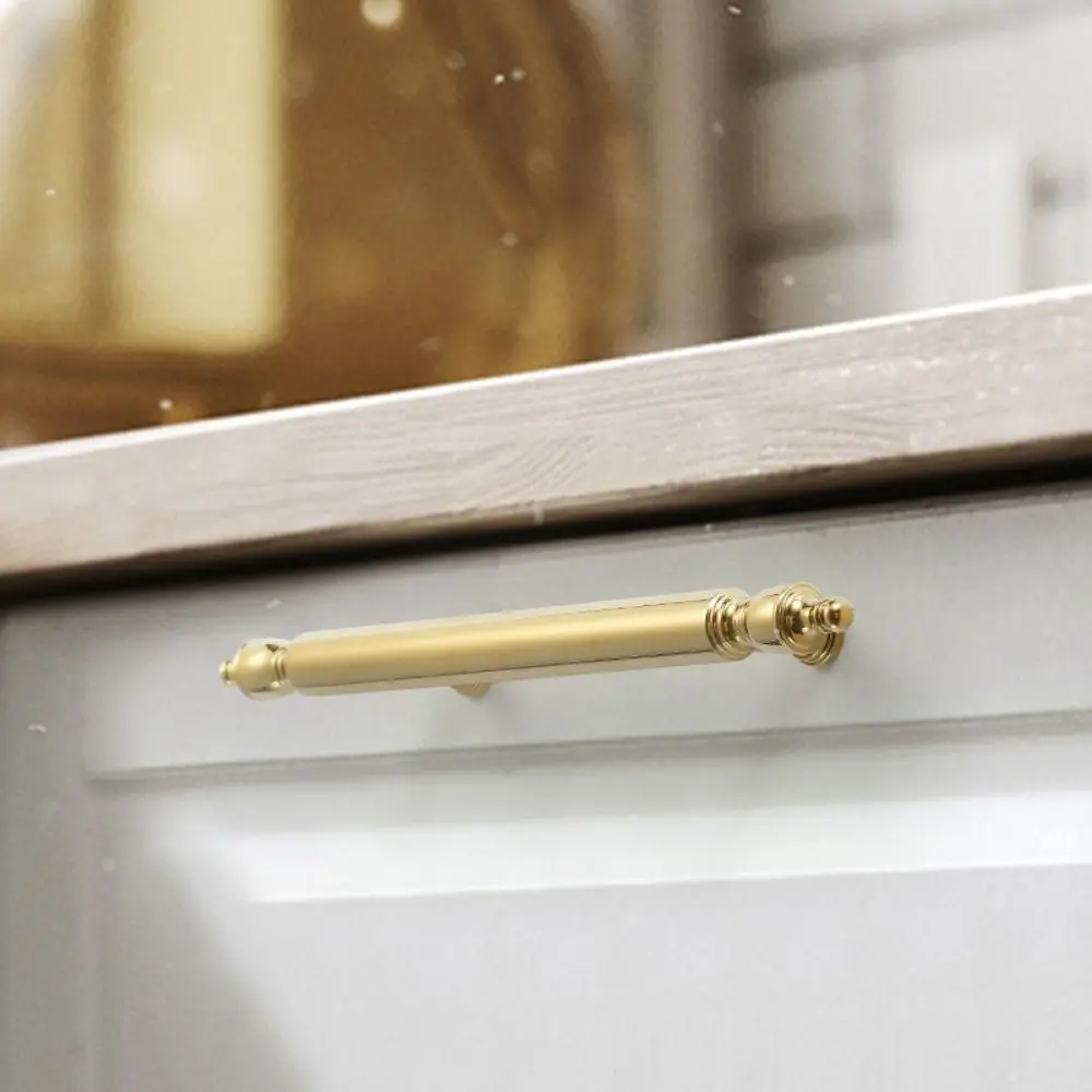 PVD Gold Brass Cabinet Handle Beautiful Light Luxury Cabinet Door Handle Heavy Duty Solid Handle Drawer Pulls Furniture Cabinet