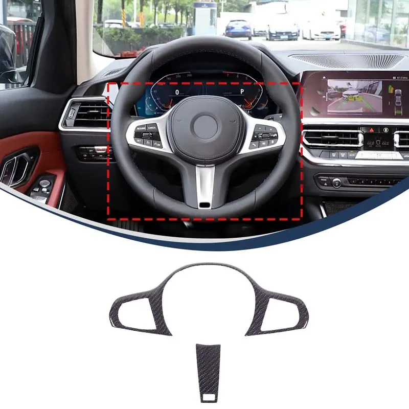 For BMW 3 4 5 7 8 Series 6series GT G20 G30 G22 G11 G14 Z4 G29 Real Carbon Fiber Steering Wheel Decoration Frame Car Accessories